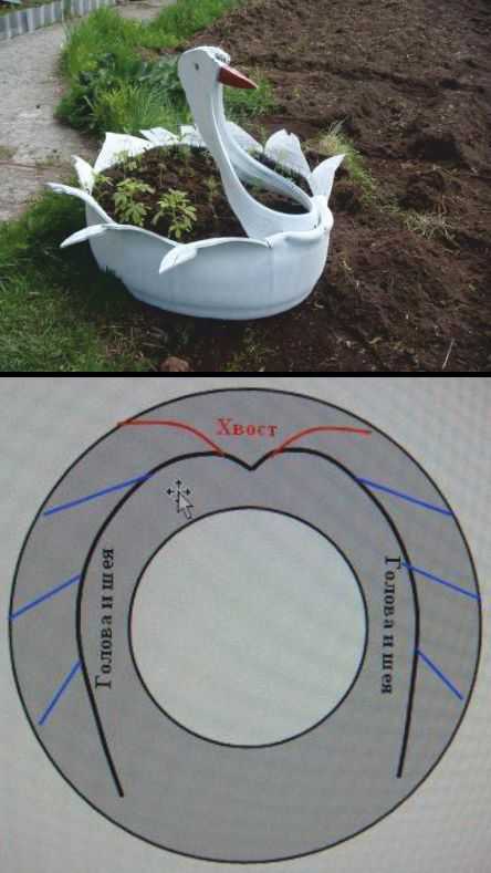 Лебедь из покрышки схема