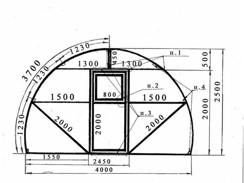 Схема теплицы из поликарбоната с размерами 3х6