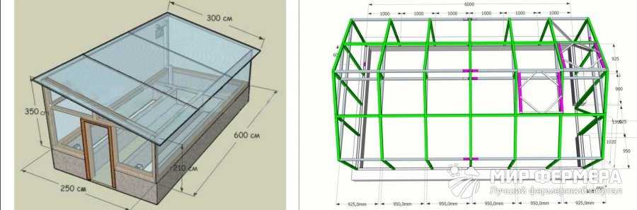 Теплица с односкатной крышей из поликарбоната своими руками фото чертежи